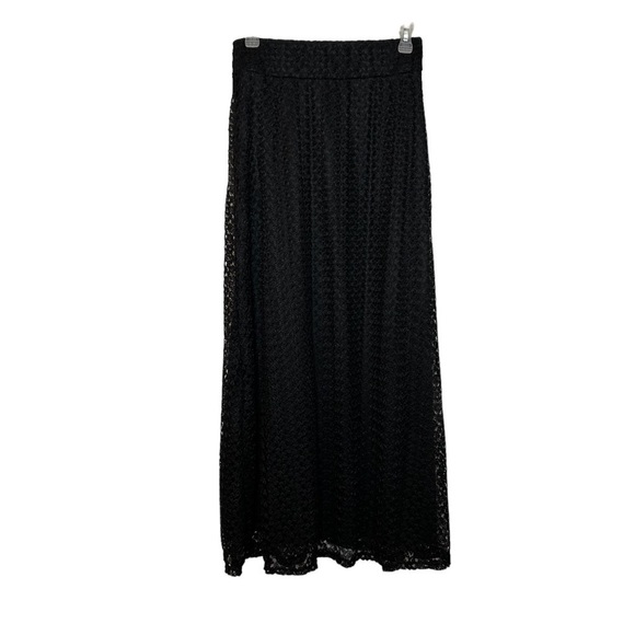 Ashley Blue Black Lace Fully Lined Maxi Skirt - Picture 6 of 13